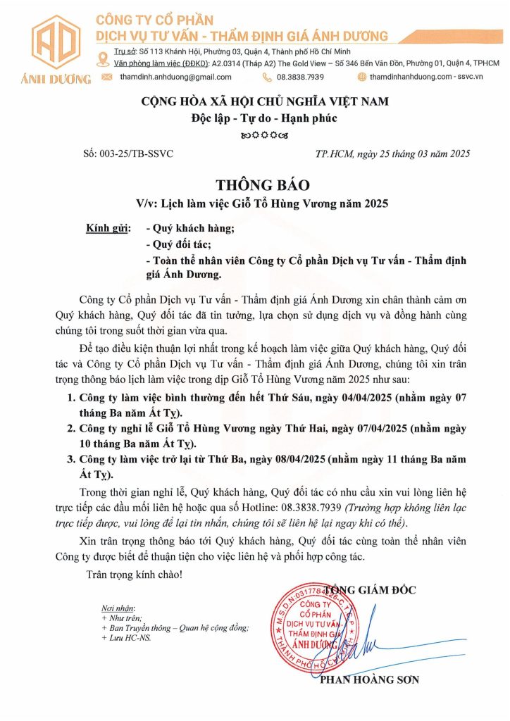 003-25 - TB LỊCH NGHỈ GIỖ TỔ